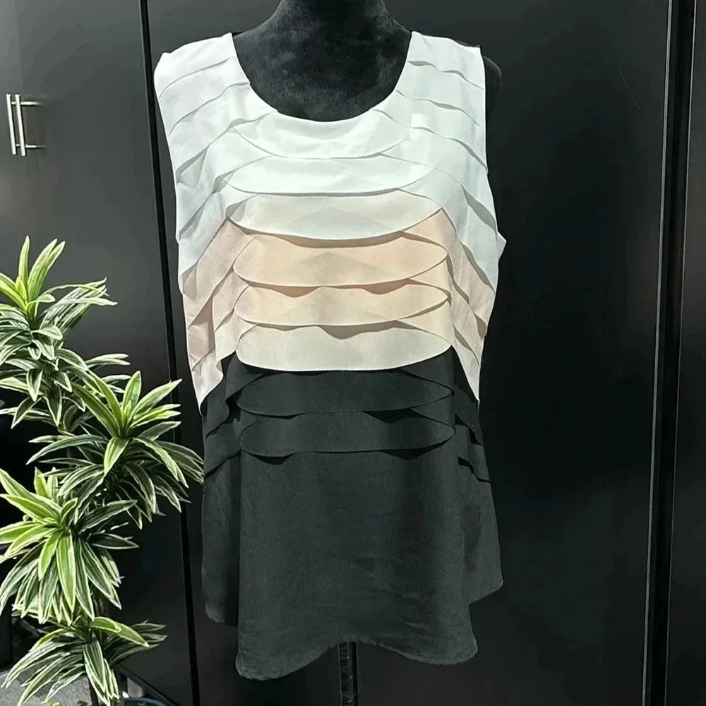 Style & Co. Semi-Sheer,lightweight,sleeveless,shutter, scoop neck
